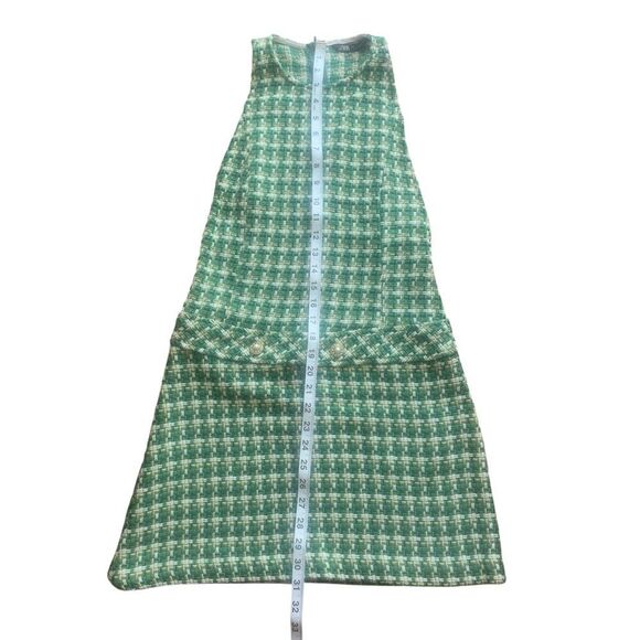 Zara Green Tweed Pinafore Dress Size SMALL - Picture 2 of 12